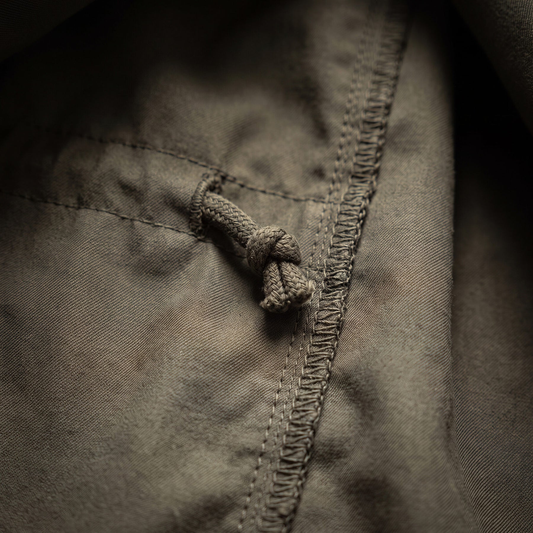 MACRO 03 — internal drawcord + stitch · detail